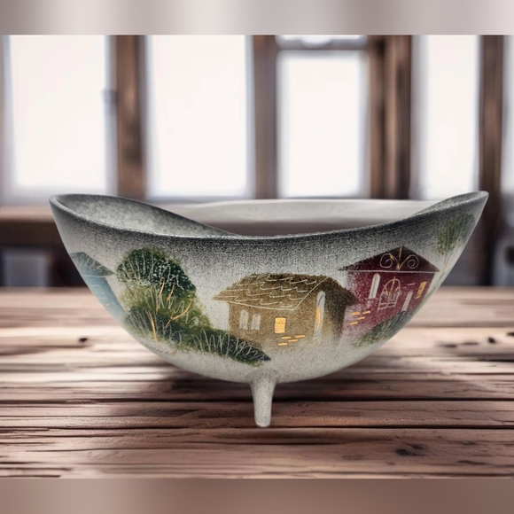 Vintage Sascha Brastoff MCM Flower Frog Bowl Gold Reflective Highlights Signed - Picture 1 of 14